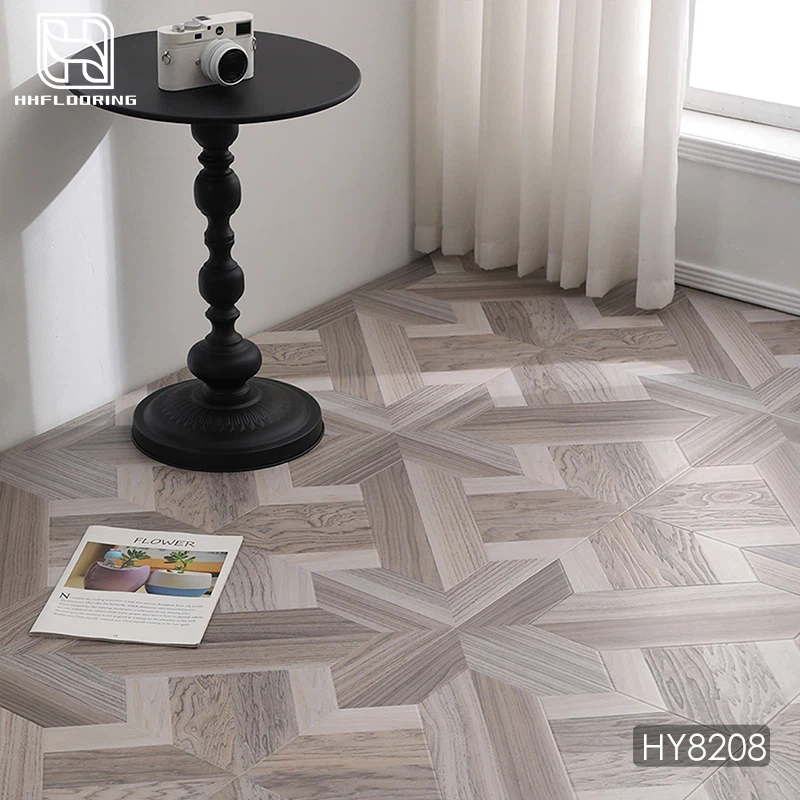 灰色の寄木細工のラミネートフローリング